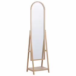 Standing Mirror with Shelf CHAMBERY 170 cm Wood Light Brown