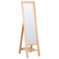 Standing Mirror with Shelf LUISANT 145 cm Wood Light Brown