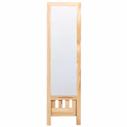 Standing Mirror with Shelf LUISANT 145 cm Wood Light Brown
