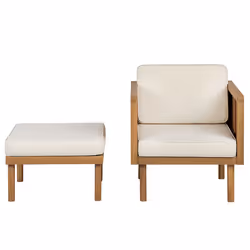 Garden Armchair with Ottoman BARATTI Acacia Wood Brown