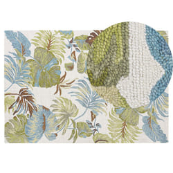 Wool Area Rug Leaves Motif  140 x 200 cm Multicolour KINIK