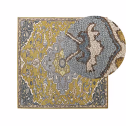 Wool Area Rug 200x 200 cm Yellow and Blue MUCUR