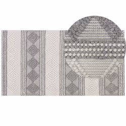 Wool Area Rug 80 x 150 cm Beige and Grey BOZOVA
