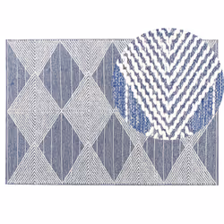Wool Area Rug 140 x 200 cm Light Beige and Blue DATCA