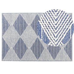 Wool Area Rug 140 x 200 cm Light Beige and Blue DATCA