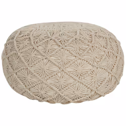 Cotton Macrame Pouffe Beige BERKANE