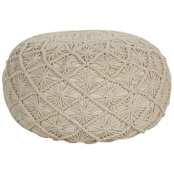 Cotton Macrame Pouffe Beige BERKANE