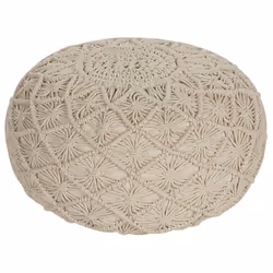 Cotton Macrame Pouffe Beige BERKANE