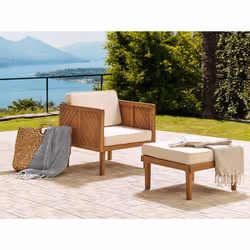 Garden Ottoman BARATTI Acacia Wood Brown