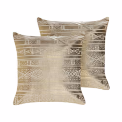 Set of 2 Cotton Cushions Geometric Pattern 50 x 50 cm Gold OUJDA