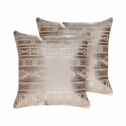 Set of 2 Cotton Cushions Geometric Pattern 50 x 50 cm Rose Gold OUJDA