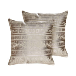 Set of 2 Cotton Cushions Geometric Pattern 50 x 50 cm Rose Gold OUJDA