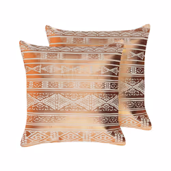 Set of 2 Cotton Cushions Geometric Pattern 50 x 50 cm Copper OUJDA
