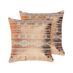 Set of 2 Cotton Cushions Geometric Pattern 50 x 50 cm Copper OUJDA