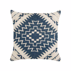 Cotton Cushion Geometric Pattern 50 x 50 cm Blue and Beige SAFI