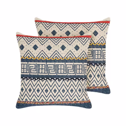 Set of 2 Cotton Cushions Geometric Pattern 50 x 50 cm Multicolour SOUK