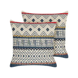 Set of 2 Cotton Cushions Geometric Pattern 50 x 50 cm Multicolour SOUK