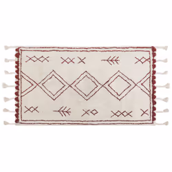 Cotton Area Rug 80 x 150 cm White and Red KENITRA