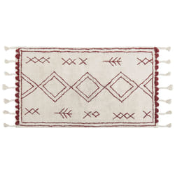 Cotton Area Rug 80 x 150 cm White and Red KENITRA
