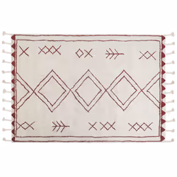 Cotton Area Rug 140 x 200 cm White and Red KENITRA