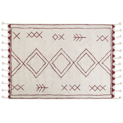 Cotton Area Rug 140 x 200 cm White and Red KENITRA
