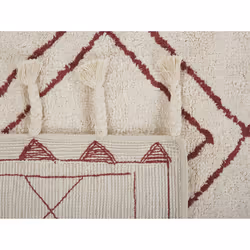Cotton Area Rug 140 x 200 cm White and Red KENITRA