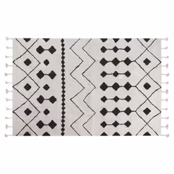 Cotton Area Rug 140 x 200 cm Black and White KHEMISSET