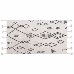 Cotton Area Rug 80 x 150 cm Black and White KEBIR