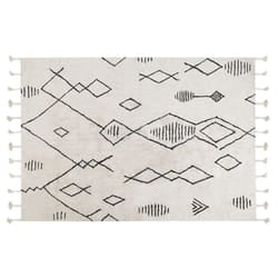 Cotton Area Rug 140 x 200 cm Black and White KEBIR
