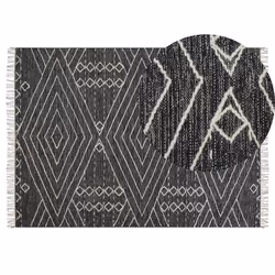 Cotton Area Rug 140 x 200 cm Black and White KHENIFRA