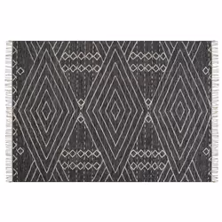 Cotton Area Rug 140 x 200 cm Black and White KHENIFRA