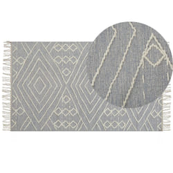 Cotton Area Rug 80 x 150 cm Grey and White KHENIFRA