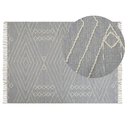 Cotton Area Rug 140 x 200 cm Grey and White KHENIFRA
