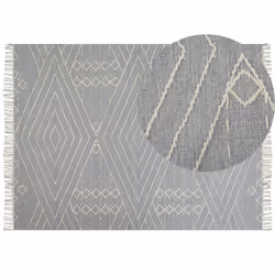 Cotton Area Rug 160 x 230 cm Grey and White KHENIFRA