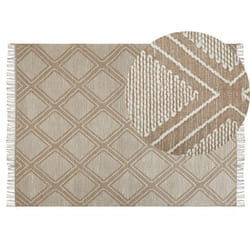 Cotton Area Rug 140 x 200 cm Beige and White KACEM
