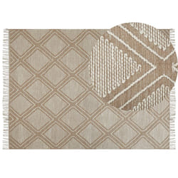 Cotton Area Rug 160 x 230 cm Beige and White KACEM