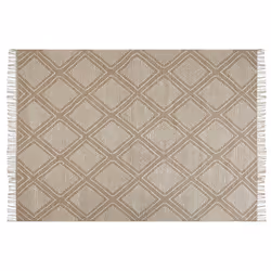 Cotton Area Rug 160 x 230 cm Beige and White KACEM