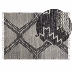Cotton Area Rug 140 x 200 cm Black and White ARBAA