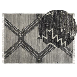 Cotton Area Rug 140 x 200 cm Black and White ARBAA