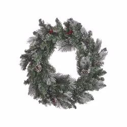 Pre-Lit Frosted Christmas Wreath 40 cm Green WAPTA