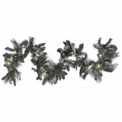 Pre-Lit Frosted Christmas Garland 180 cm Green WAPTA