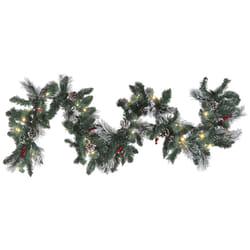 Pre-Lit Frosted Christmas Garland 180 cm Green WAPTA