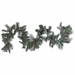 Pre-Lit Frosted Christmas Garland 180 cm Green WAPTA