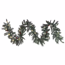 Pre-Lit Frosted Christmas Garland 270 cm Green WAPTA