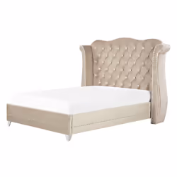 Bed Velvet AYETTE 140 x 200 cm (EU Double) Beige