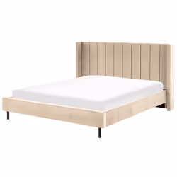 Bed Velvet VILLETTE 180 x 200 cm (EU Super King) Beige
