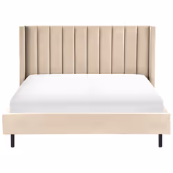 Bed Velvet VILLETTE 180 x 200 cm (EU Super King) Beige