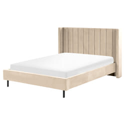 Bed Velvet VILLETTE 140 x 200 cm (EU Double) Beige