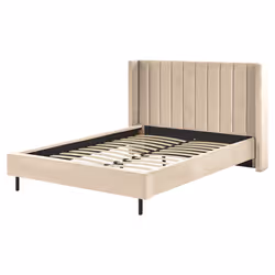 Bed Velvet VILLETTE 140 x 200 cm (EU Double) Beige