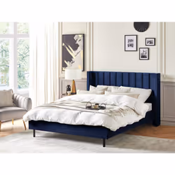Bed Velvet VILLETTE 160 x 200 cm (EU King Size) Navy Blue